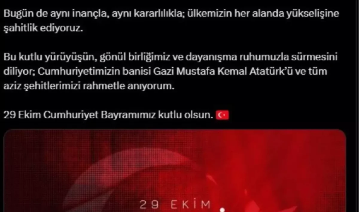 Emine Erdoğan’dan “Cumhuriyet Bayramımız Kutlu Olsun” Mesajı