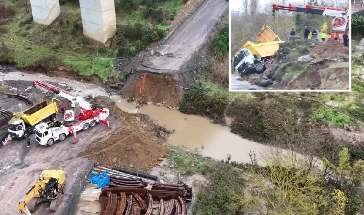 İstanbul’da sağanak felaketi: Yol çöktü, araçlar dereye uçtu