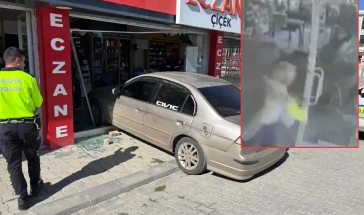 Otomobil Eczaneye Girdi: Şans Eseri Kimse Yaralanmadı