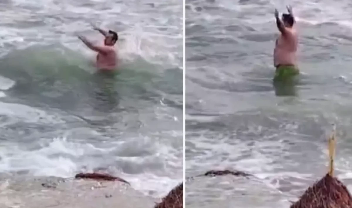 Soğuk ve Lodos Dinlemedi: Silivri Sahilinde Denize Giren Vatandaş Kamerada