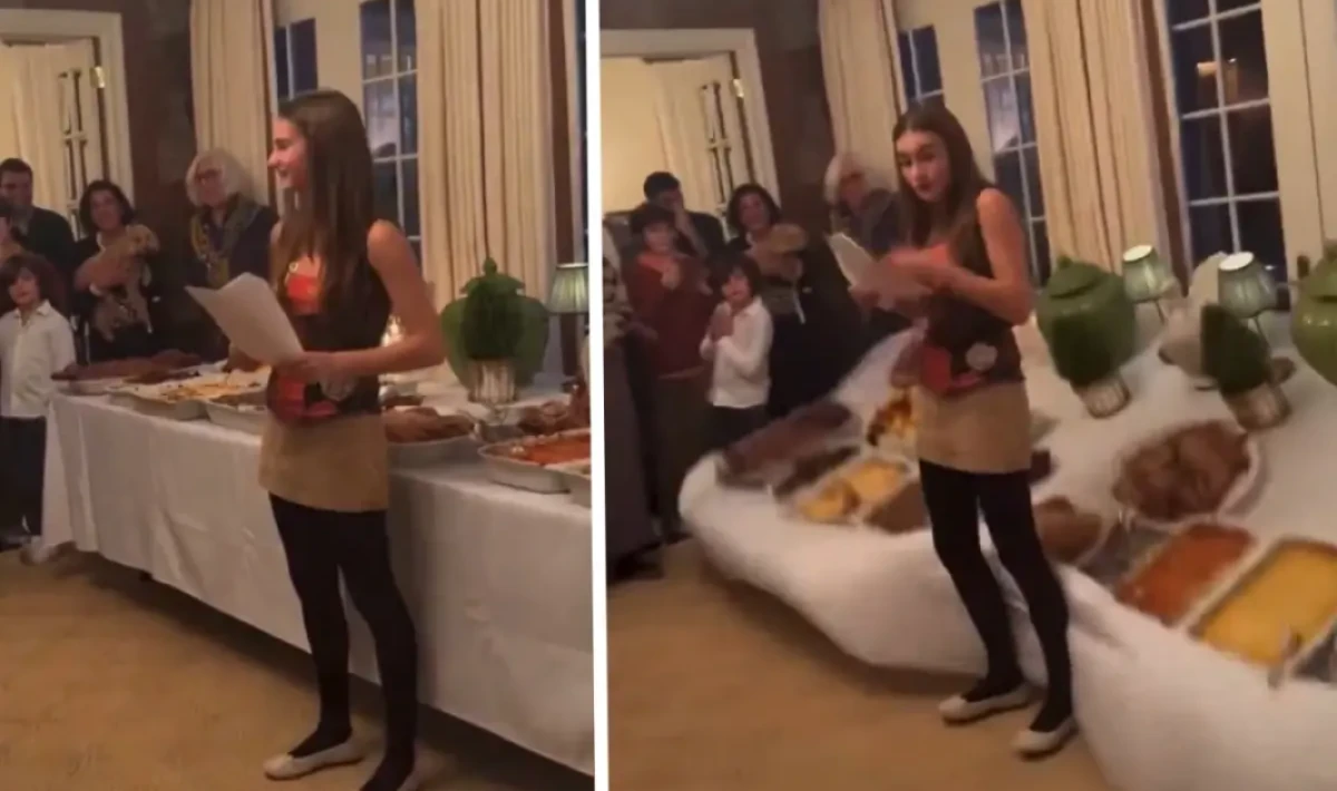 Şükran Günü şoku: Ağırlığa dayanamayan masa devrildi